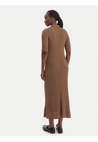 TOMMY HILFIGER - Tommy Hilfiger Sukienka dzianinowa WW0WW48447 Brązowy Slim Fit. Kolor: brązowy. Materiał: bawełna #3