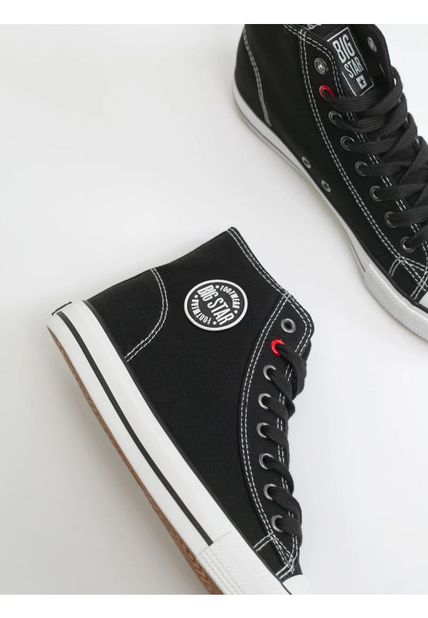 Big-Star - Trampki męskie wysokie czarne JJ174603 906. Nosek buta: okrągły. Zapięcie: sznurówki. Kolor: czarny. Styl: elegancki, sportowy