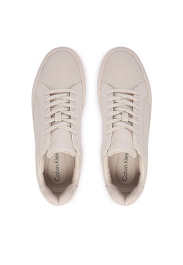 Calvin Klein Sneakersy Chunky Cupsole Laceup Lth Wn YW0YW01947 Écru. Materiał: skóra