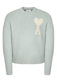 AMI PARIS - AMI Paris Sweter UKS025.KN0032 Błękitny Regular Fit. Kolor: niebieski. Materiał: wełna #3