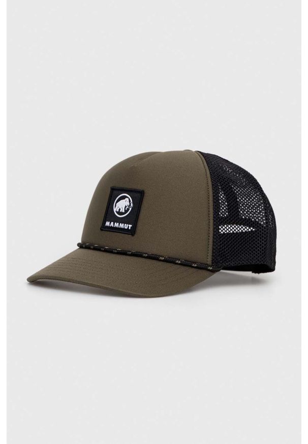Mammut czapka z daszkiem Crag Logo kolor zielony. Kolor: zielony. Materiał: tkanina, bawełna, skóra