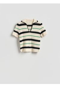 Reserved - Sweter polo - wielobarwny. Typ kołnierza: polo. Materiał: dzianina #1