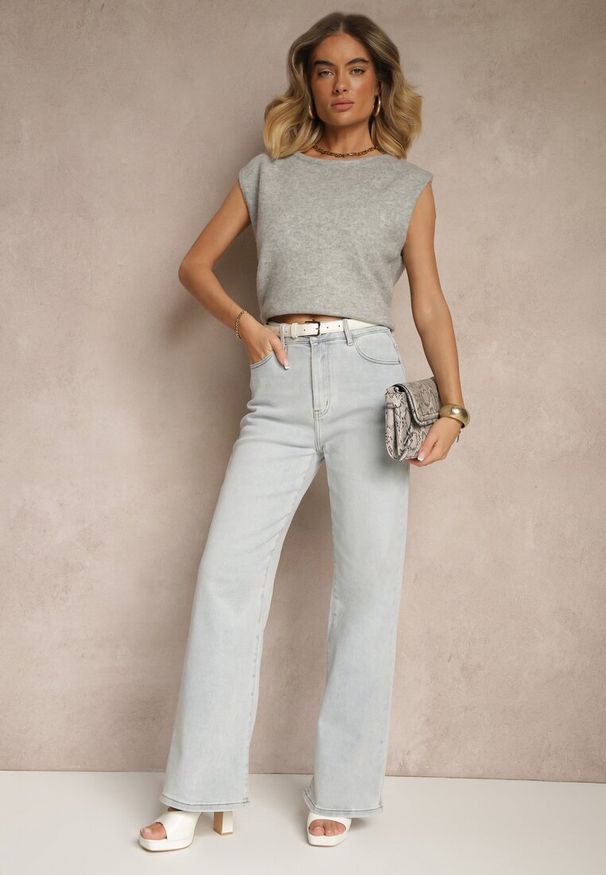 Renee - Szara Sweterkowa Kamizelka z Wełną Zenzeki. Okazja: na co dzień. Kolor: szary. Materiał: wełna. Styl: elegancki, casual