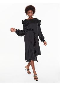 Remain Sukienka koktajlowa Light Satin Draped RM2206 Czarny Regular Fit. Kolor: czarny. Materiał: syntetyk. Styl: wizytowy #2