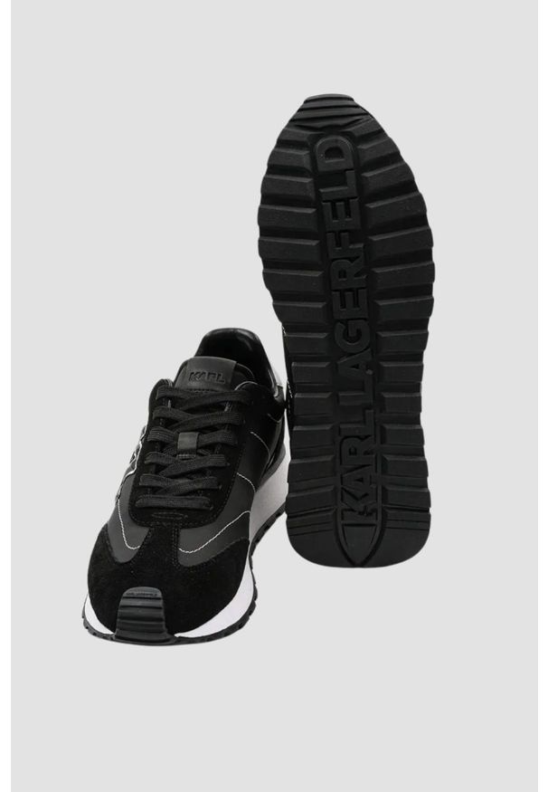 Karl Lagerfeld - KARL LAGERFELD Czarne sneakersy męskie KAIRO KL Sidetrim Lo Mix, Rozmiar 41. Kolor: czarny