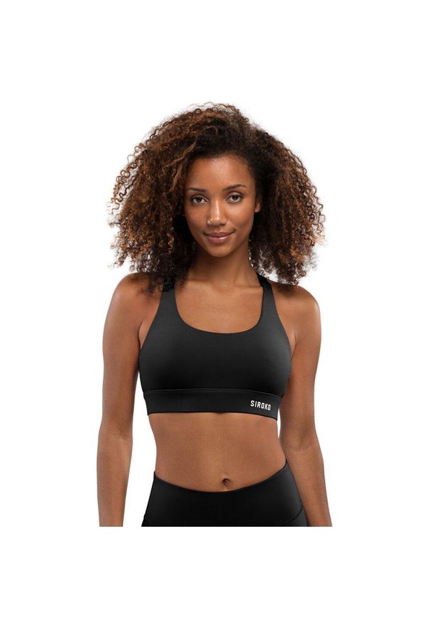 SIROKO - Stanik sportowy fitness damski Balance Black. Kolor: czarny. Materiał: nylon. Sport: fitness