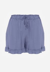 Renee - Jasnoniebieskie Szorty Agathima. Okazja: na co dzień. Kolor: niebieski. Materiał: wiskoza. Długość: krótkie. Wzór: aplikacja, nadruk, gładki. Styl: casual #6