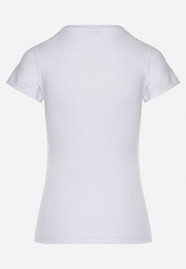 Born2be - Biały Bawełniany T-shirt z Ozdobnym Nadrukiem Setonisea. Okazja: na co dzień. Kolor: biały. Materiał: bawełna. Wzór: nadruk. Styl: casual