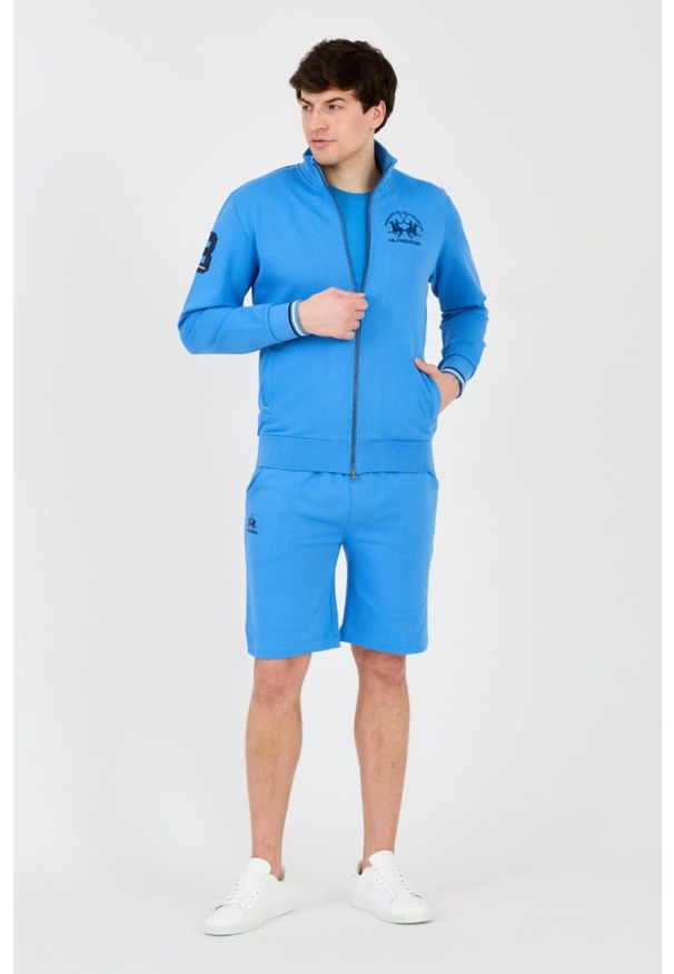 La Martina - LA MARTINA Błękitna męska rozpinana bluza, Rozmiar XL. Kolor: niebieski