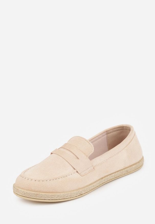 Renee - Beżowe Mokasyny z Plecionką w Stylu Boho Galenatea. Okazja: do pracy, na co dzień. Kolor: beżowy. Materiał: jeans. Wzór: aplikacja. Sezon: lato. Styl: boho