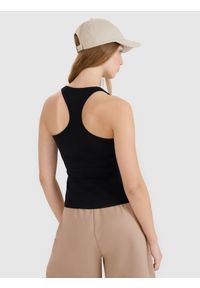 4f - 4F Top slim gładki damski - czarny XS. Kolor: czarny. Materiał: jersey, dzianina, materiał, elastan, bawełna. Wzór: gładki #2