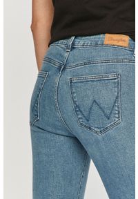Wrangler jeansy Skinny Indigo Sky damskie regular waist. Kolor: niebieski
