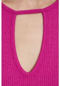 medicine - Medicine sukienka kolor różowy mini dopasowana. Kolor: różowy. Materiał: dzianina. Długość rękawa: na ramiączkach. Wzór: gładki. Typ sukienki: dopasowane. Długość: mini #4