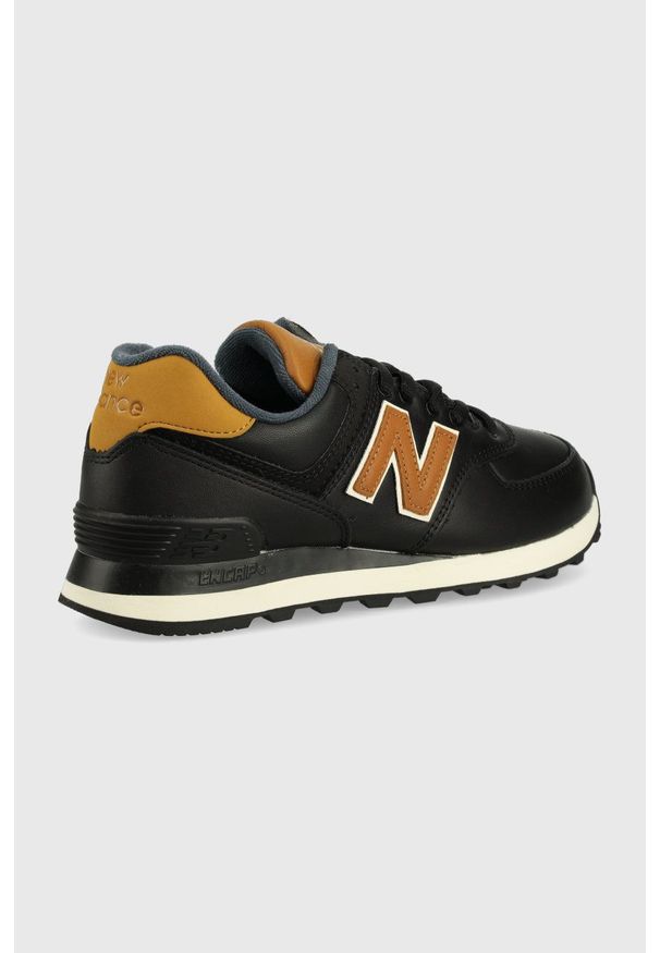 New Balance sneakersy skórzane ML574OMD kolor czarny. Nosek buta: okrągły. Zapięcie: sznurówki. Kolor: czarny. Materiał: skóra. Model: New Balance 574
