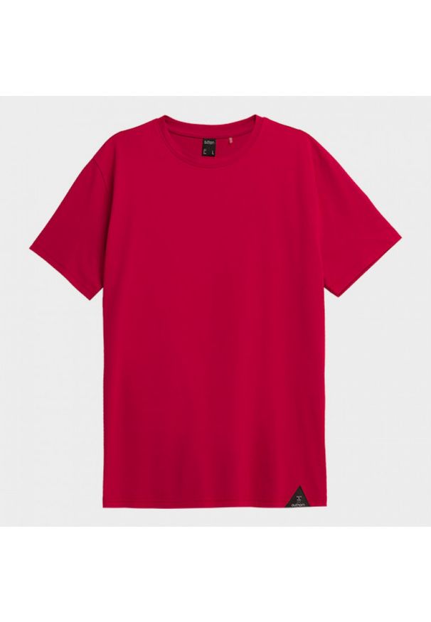 outhorn - T-shirt gładki męski. Materiał: bawełna, jersey, materiał. Wzór: gładki