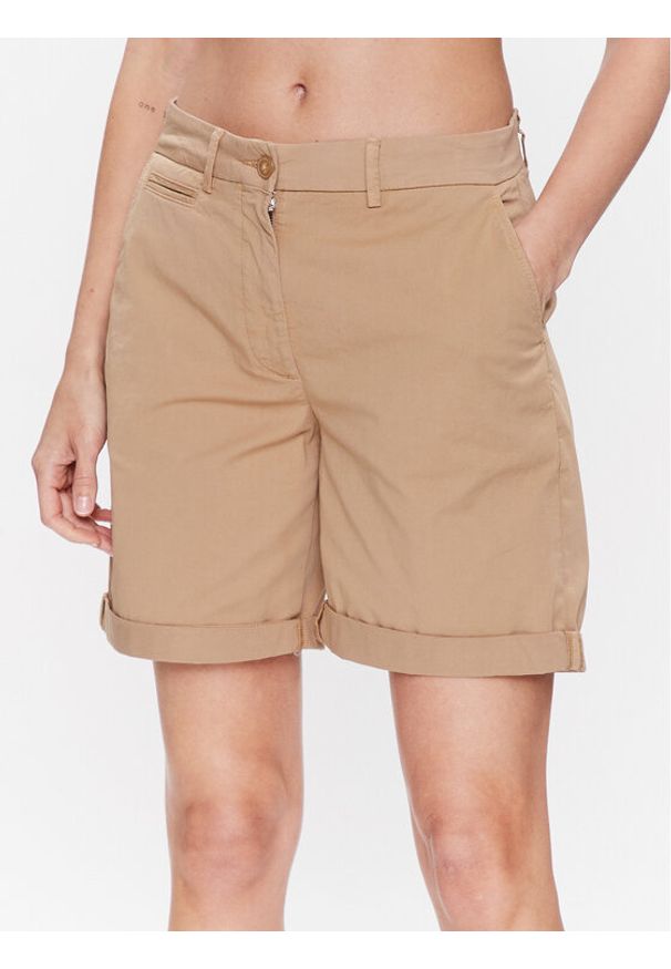 TOMMY HILFIGER - Szorty materiałowe Tommy Hilfiger. Kolor: beżowy. Materiał: bawełna, materiał