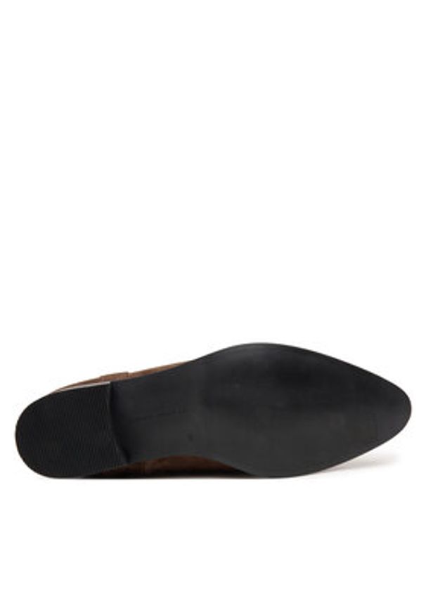 TOMMY HILFIGER - Tommy Hilfiger Botki Pointy Zip Bootie FW0FW08981 Brązowy. Kolor: brązowy. Materiał: skóra, zamsz