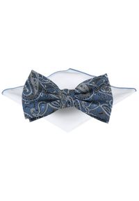Mucha Męska z Poszetką - Chattier - Niebieska z Wzorem Paisley. Kolor: niebieski. Wzór: paisley. Styl: elegancki, sportowy #1