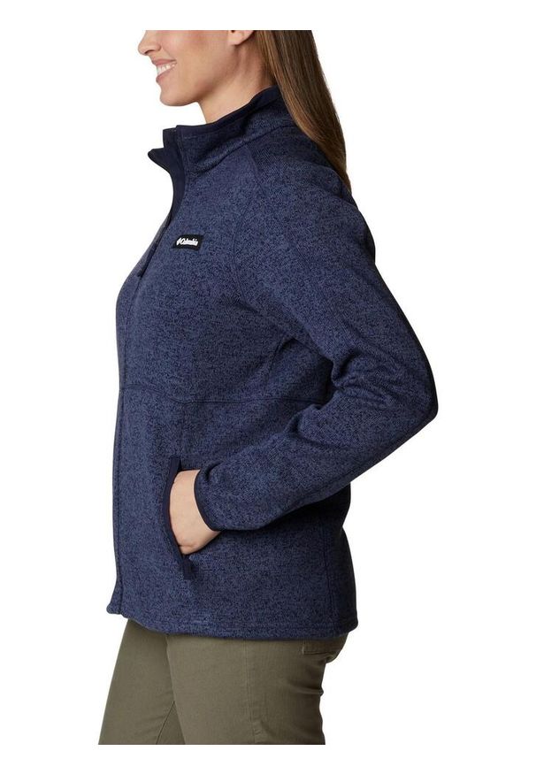 columbia - Damska bluza polarowa Columbia Weather z pełnym zamkiem błyskawicznym. Typ kołnierza: polo. Kolor: niebieski. Materiał: polar