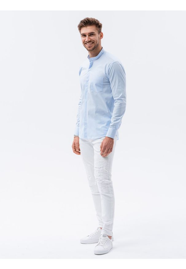 Niebieska koszula Ombre Clothing długa, z długim rękawem