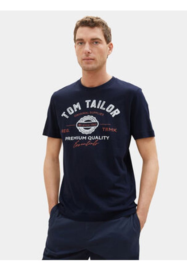 Tom Tailor T-Shirt 1037735 Granatowy Regular Fit. Kolor: niebieski. Materiał: bawełna