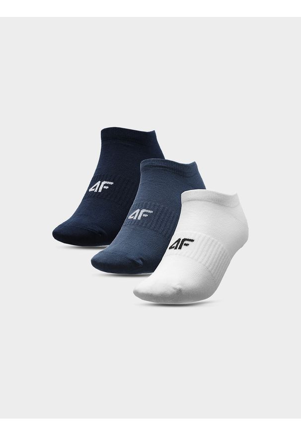 4f - Skarpetki casual przed kostkę (3-pack) męskie. Kolor: wielokolorowy. Materiał: włókno, materiał, bawełna