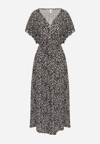 Born2be - Czarna Bawełniana Sukienka z Gumką w Talii w Drobne Kwiatki Nulinea. Okazja: na co dzień. Typ kołnierza: dekolt w serek. Kolor: czarny. Materiał: bawełna. Wzór: kwiaty. Typ sukienki: rozkloszowane. Styl: elegancki, casual, klasyczny #4