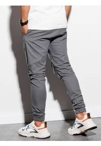 Ombre Clothing - Spodnie męskie joggery P995 - szare - XXL. Kolor: szary. Materiał: elastan, bawełna