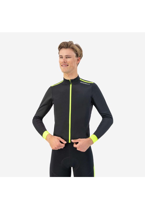 ROGELLI - Koszulka rowerowa męska Rogelli Core z długim rękawem. Kolor: żółty, wielokolorowy, czarny. Długość rękawa: długi rękaw. Długość: długie. Sezon: jesień. Sport: kolarstwo