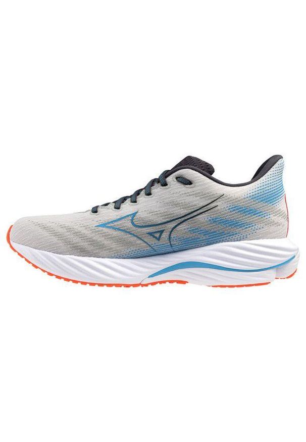 Buty do biegania męskie Mizuno Wave Rider 28. Zapięcie: sznurówki. Kolor: biały. Materiał: materiał, syntetyk, tkanina. Szerokość cholewki: normalna. Model: Mizuno Wave