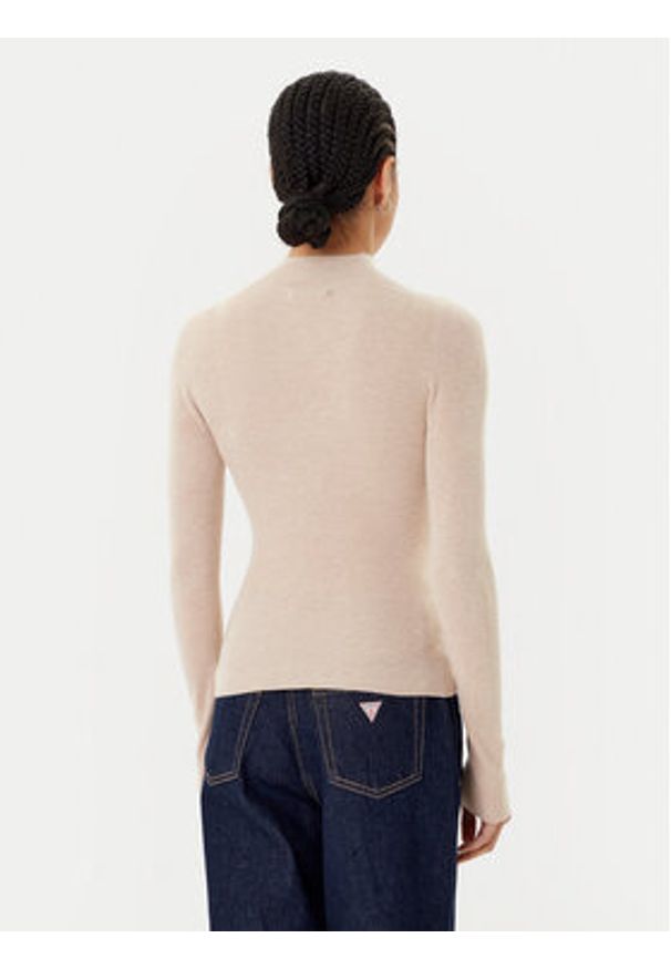 Guess Golf W5BR15 Z3OW2 Beżowy Slim Fit. Typ kołnierza: golf. Kolor: beżowy. Materiał: syntetyk