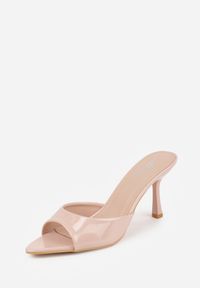 Renee - Beżowe Klapki Peep Toe na Szpilce ze Szpiczastym Noskiem Arinatia. Okazja: na co dzień, na imprezę. Nosek buta: otwarty. Kolor: beżowy. Sezon: lato. Obcas: na szpilce. Styl: casual, elegancki. Wysokość obcasa: średni #2