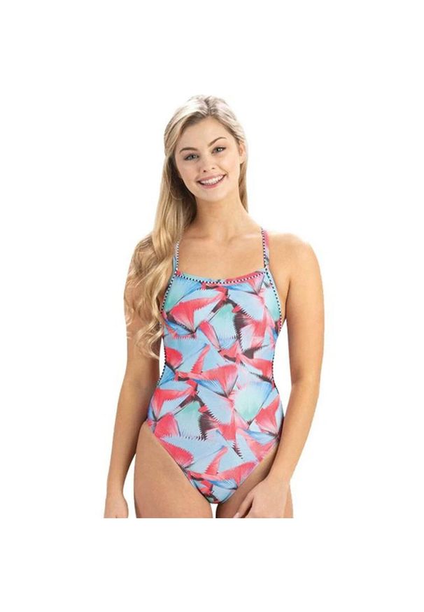 DOLFIN - Strój Kąpielowy Dolfin Liberty V-2 Back – Rozmiar 26. Kolor: czerwony, wielokolorowy, różowy. Wzór: nadruk