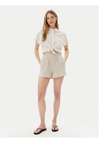 Vero Moda Szorty materiałowe Natali 10279687 Beżowy Baggy Fit. Kolor: beżowy. Materiał: bawełna #2