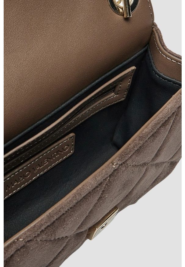 Valentino by Mario Valentino - VALENTINO Brązowa damska torebka Charlotte Flap Bag. Kolor: brązowy. Materiał: skórzane, zamszowe