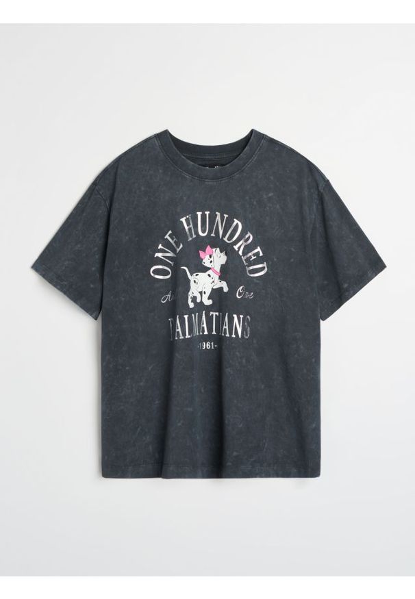 Sinsay - Bawełniana koszulka z efektem sprania 101 Dalmatians - szary. Kolor: szary. Materiał: bawełna