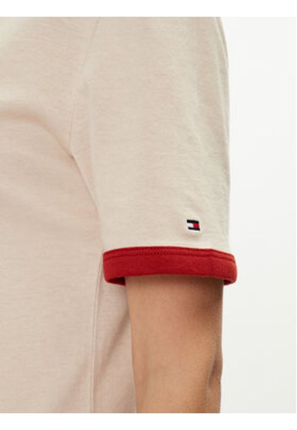 TOMMY HILFIGER - Tommy Hilfiger T-Shirt Varsity Ringer WW0WW42585 Beżowy Regular Fit. Kolor: beżowy. Materiał: wiskoza