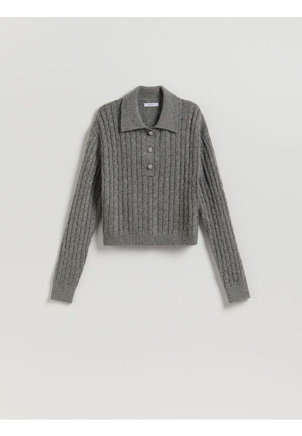 Reserved - Sweter z domieszką wełny - ciemnoszary. Kolor: szary. Materiał: wełna