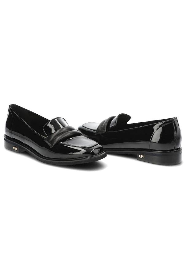 CheBello - Czarne Półbuty Chebello Eleganckie Lordsy Damskie. Okazja: na co dzień, na spotkanie biznesowe. Zapięcie: bez zapięcia. Kolor: czarny. Materiał: lakier, skóra. Szerokość cholewki: normalna. Obcas: na obcasie. Styl: elegancki. Wysokość obcasa: niski