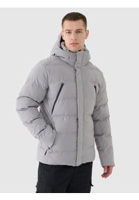 4f - 4F Kurtka puchowa z syntetycznym wypełnieniem membrana 10000 męska - szara M. Okazja: na co dzień. Typ kołnierza: kaptur. Kolor: szary. Materiał: puch, syntetyk. Długość: długie. Wzór: gładki. Sezon: zima. Styl: casual, klasyczny, sportowy #1