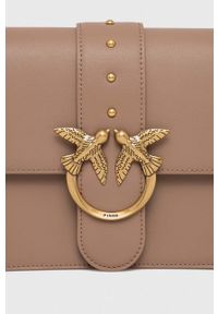 Pinko torebka skórzana kolor beżowy. Kolor: beżowy. Materiał: skórzane #2