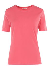 Born2be - Różowy T-shirt Akisistae. Kolekcja: plus size. Kolor: różowy. Materiał: materiał, bawełna, dzianina. Długość rękawa: krótki rękaw. Długość: krótkie #5