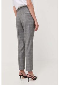 BOSS spodnie wełniane kolor szary proste medium waist. Kolor: szary. Materiał: wełna #2