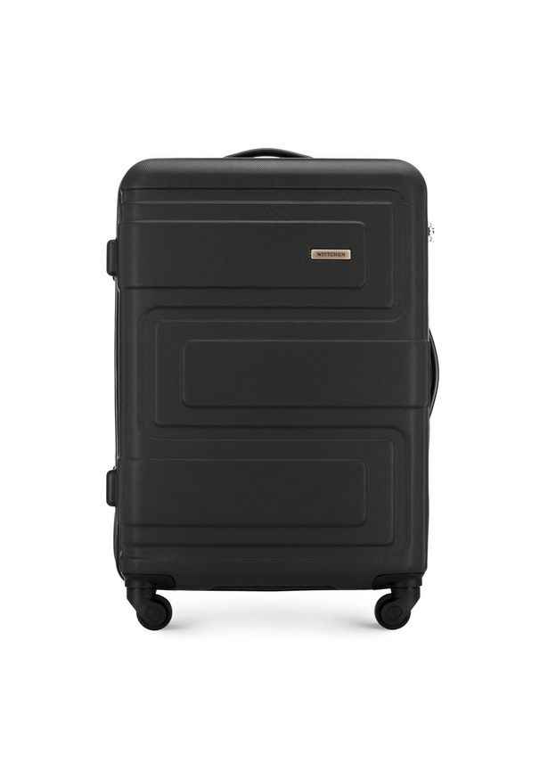 Wittchen - Średnia walizka z ABS-u tłoczona. Kolor: czarny. Materiał: guma. Wzór: geometria. Styl: klasyczny