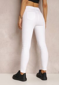 Renee - Białe Spodnie Skinny Winvienne. Stan: podwyższony. Kolor: biały. Długość: długie. Wzór: ażurowy #4