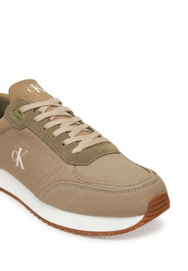 Calvin Klein Jeans Sneakersy Runner Sock Laceup Mg Canvas YM0YM01217 Zielony. Kolor: zielony. Materiał: materiał
