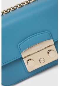 Furla torebka skórzana kolor niebieski. Kolor: niebieski. Materiał: skórzane #4