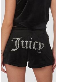 Juicy Couture - JUICY COUTURE Czarne damskie spodenki Tamia Shorts, Rozmiar S. Kolor: czarny
