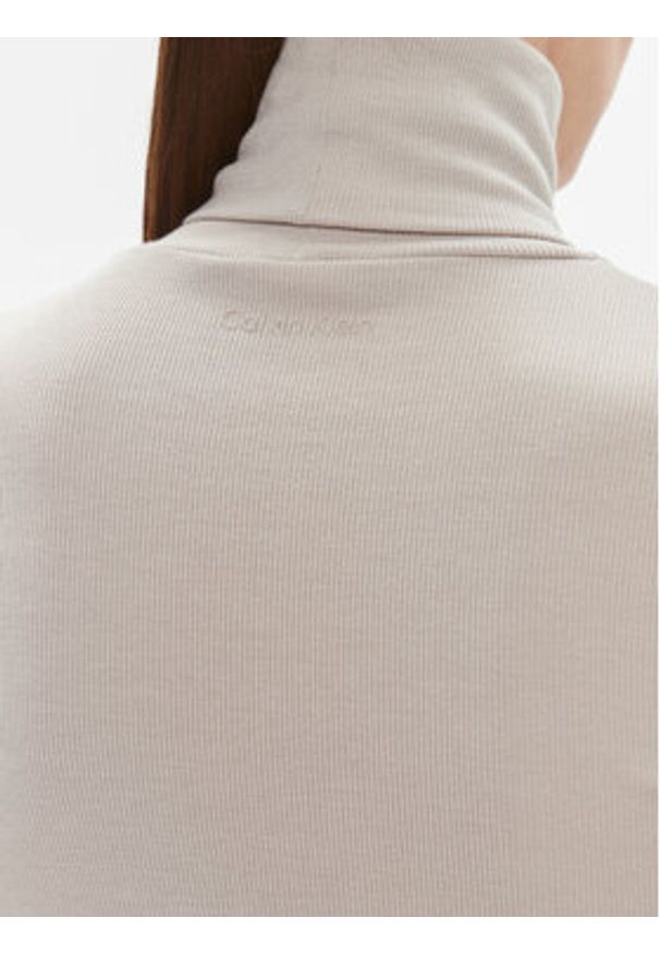 Calvin Klein Golf K20K206053 Beżowy Slim Fit. Typ kołnierza: golf. Kolor: beżowy