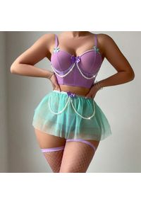 Intica - Komplet bielizny z tiulową baskinką z perełkami Lilieana. Kolor: wielokolorowy. Materiał: tiul. Wzór: aplikacja #6